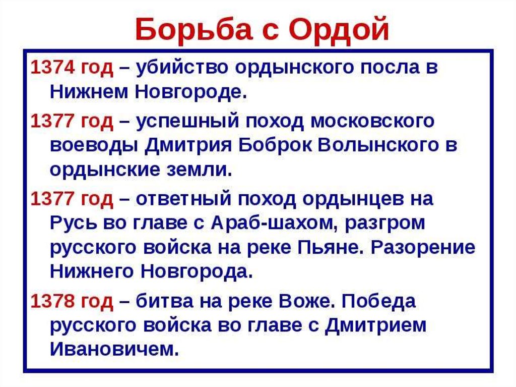 Дмитрий донской и борьба русских земель с ордой презентация 6 класс