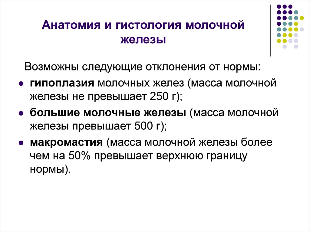 Анатомия и гистология молочной железы