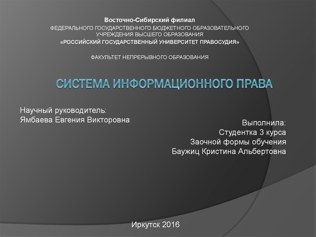 Система информационного законодательства презентация