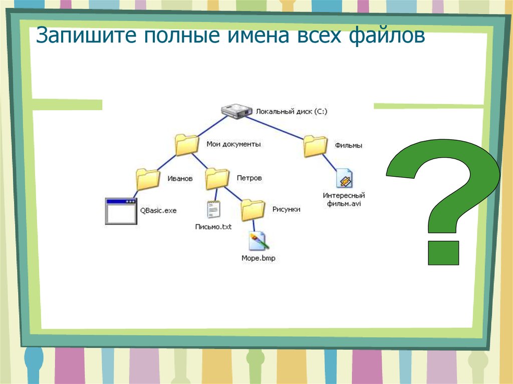 Запишите полные имена всех файлов