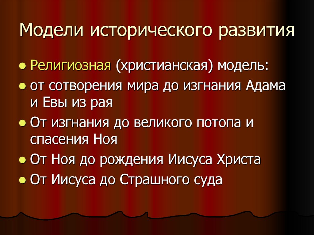 Основы исторического развития. Модели исторического развития. Основные модели исторического развития. 2. Модели исторического развития.. Религиозная модель исторического развития.