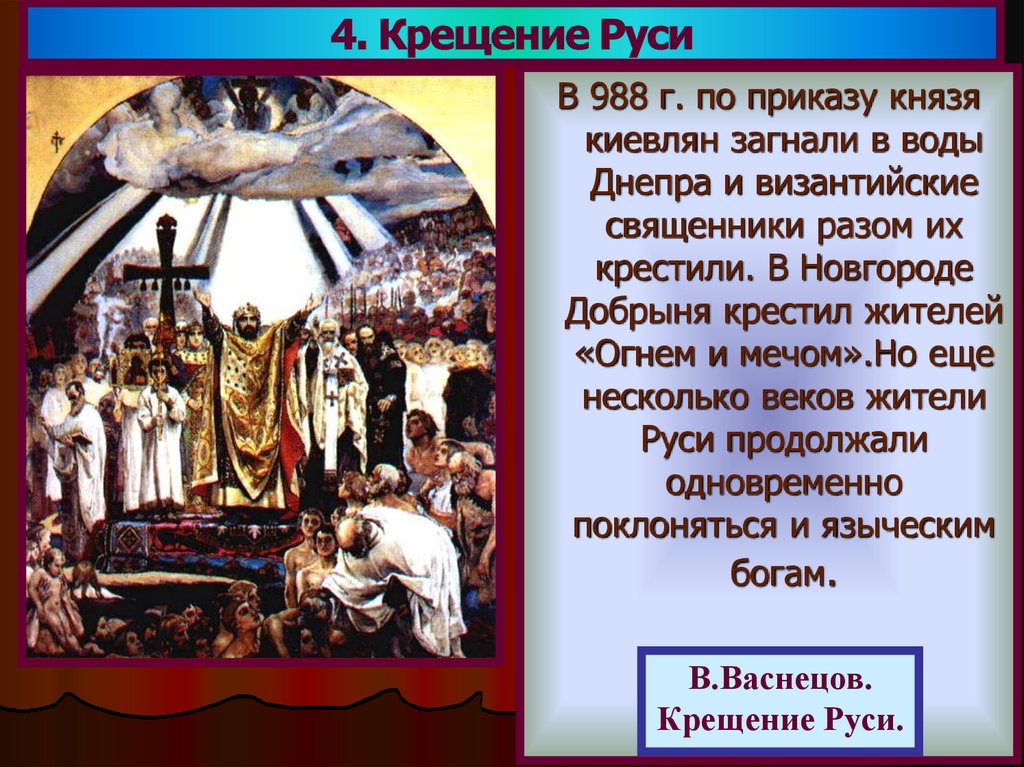 Проект крещение руси 5 класс по однкнр