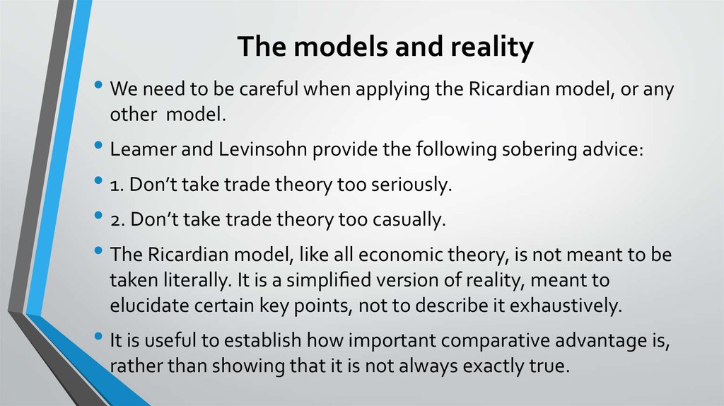 The models and reality