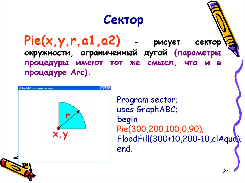 Как рисовать дуги в паскале