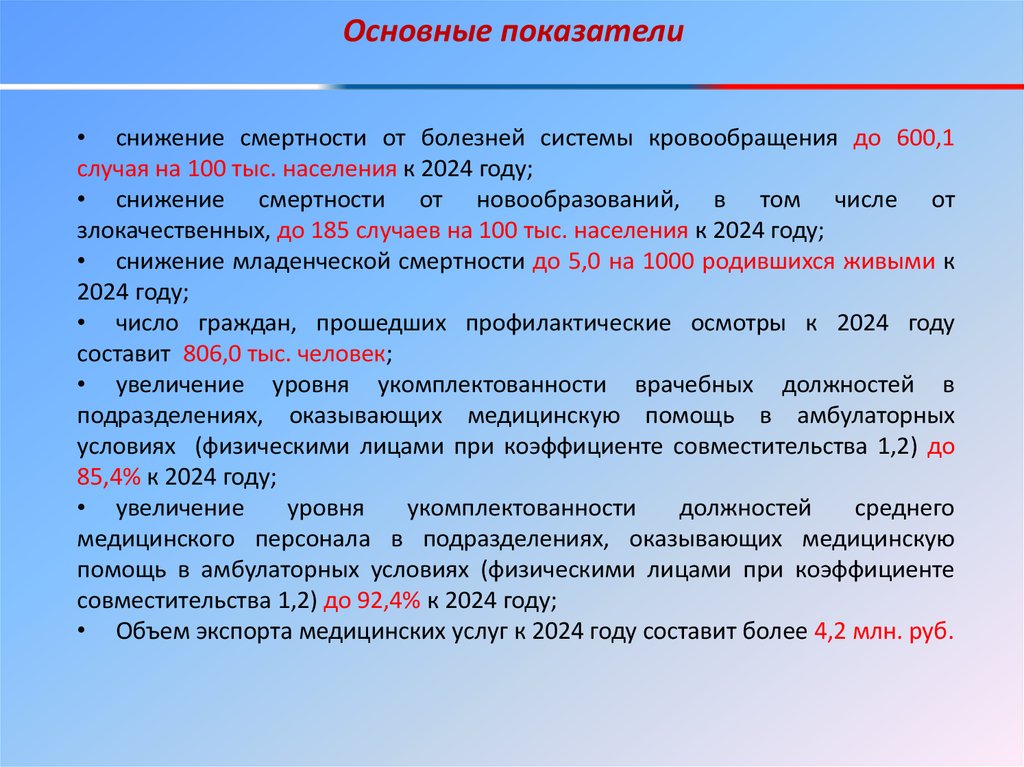 Целевой показатель национального проекта здравоохранение снижение смертности от