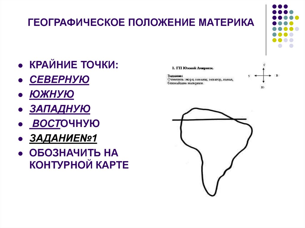 План географического положения материка