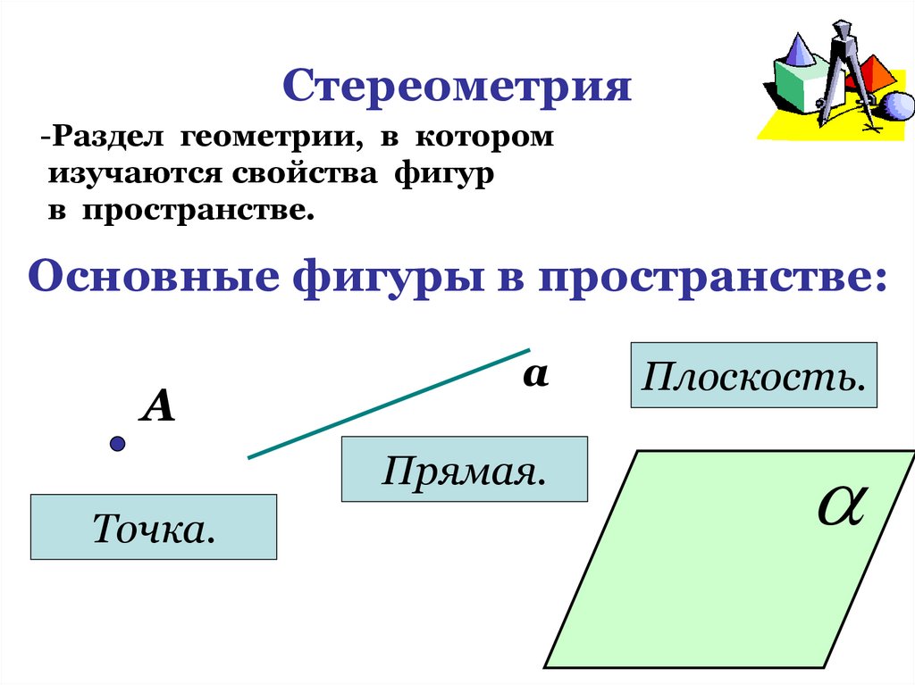 Понятие стереометрии аксиомы