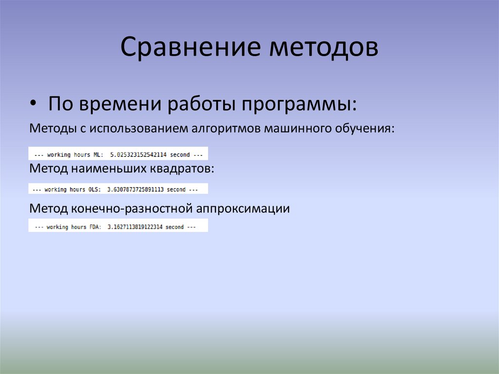 Сравнение технологий. Метод сравнения. Сходства метода проекта. Методы анализа Unido. Сравнение алгоритмов машинного обучения время выполнения.