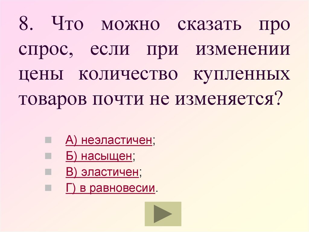 Закон спроса тест. Спрос объем которого не меняется при изменении цены. Спрос вопросы. При изменении цены спрос не изменяется. Что изменится если.