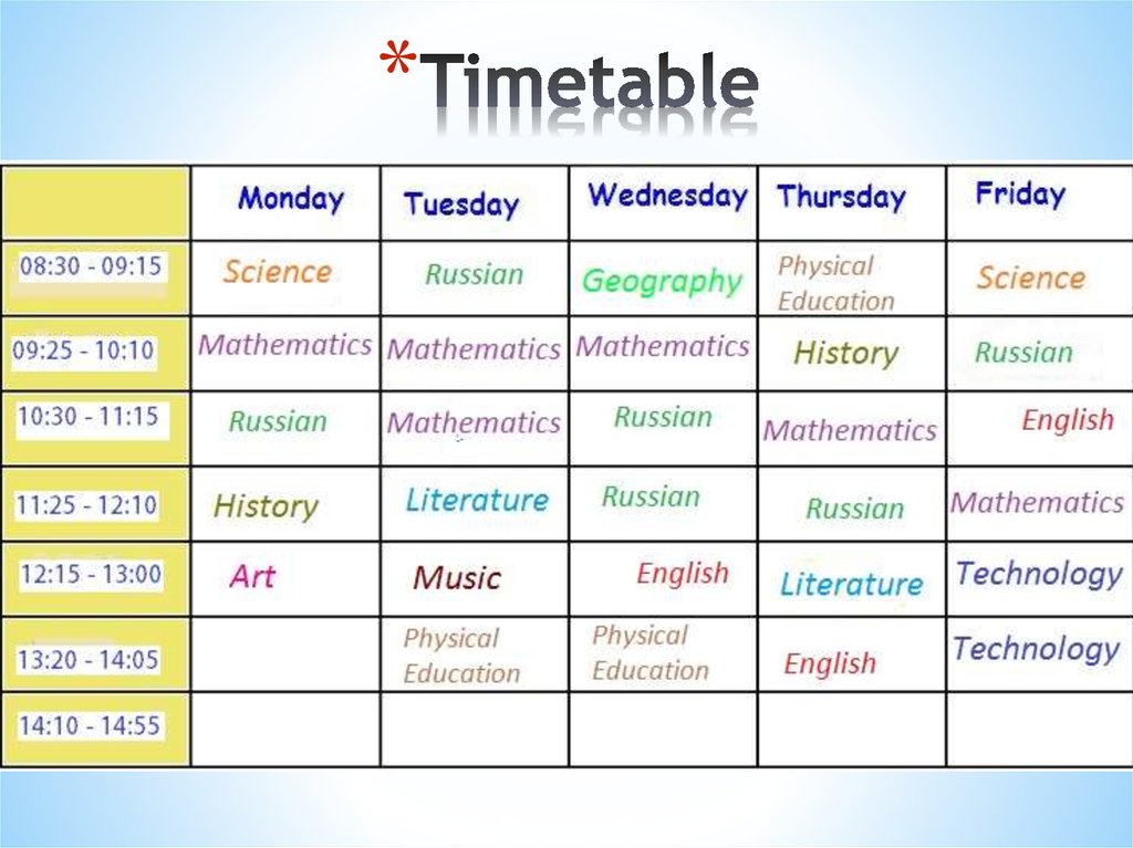 class schedule time table creator