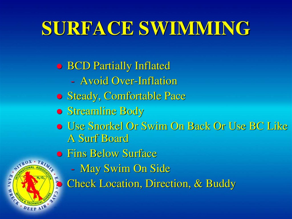 SURFACE SWIMMING
