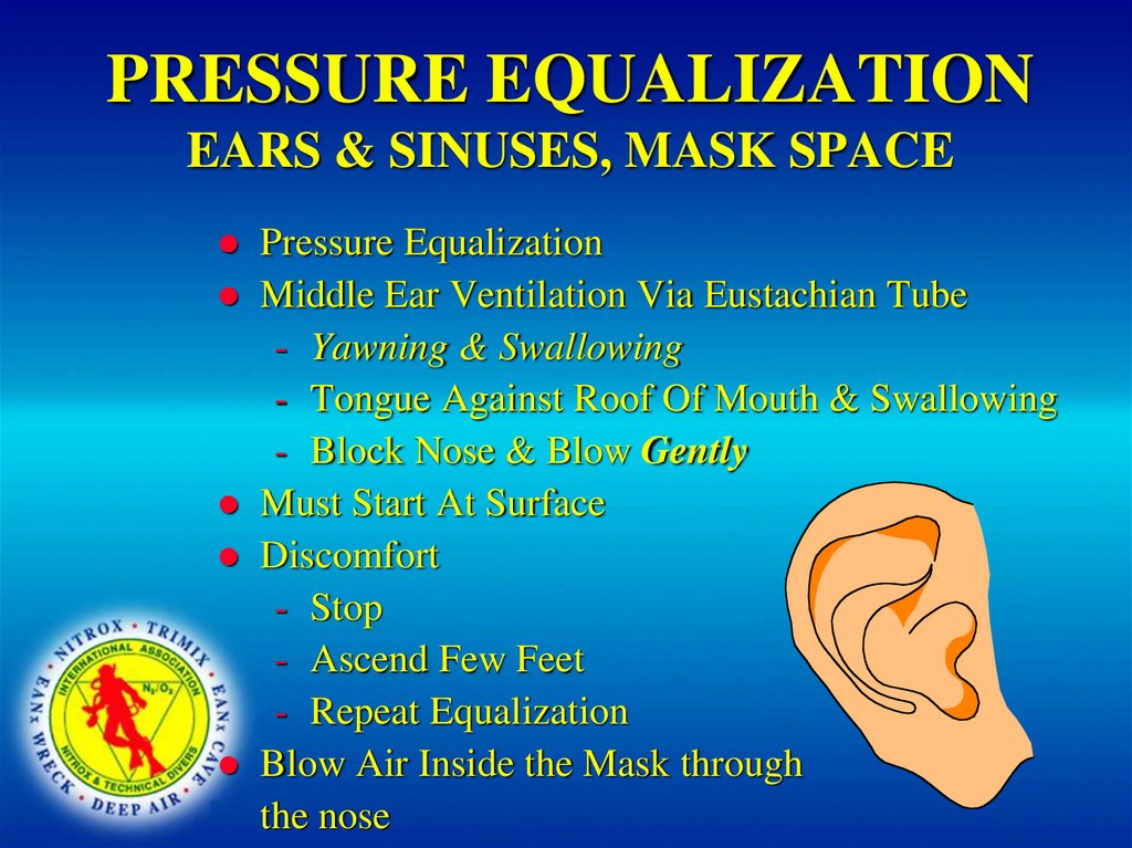 PRESSURE EQUALIZATION EARS & SINUSES, MASK SPACE