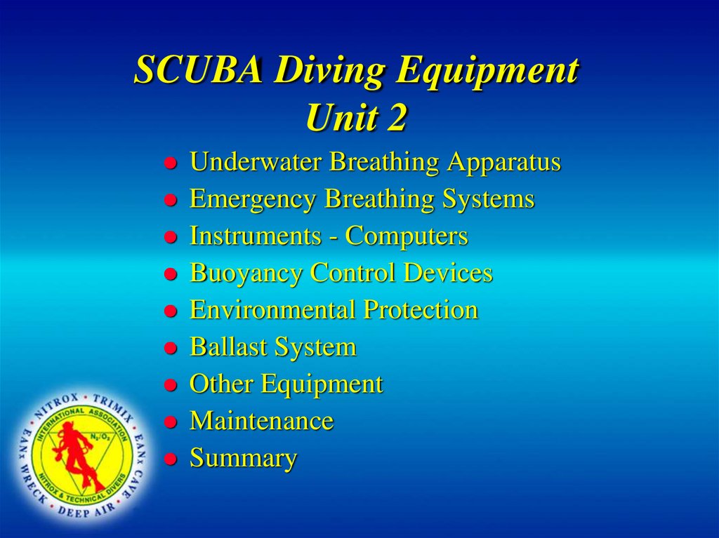 SCUBA Diving Equipment Unit 2
