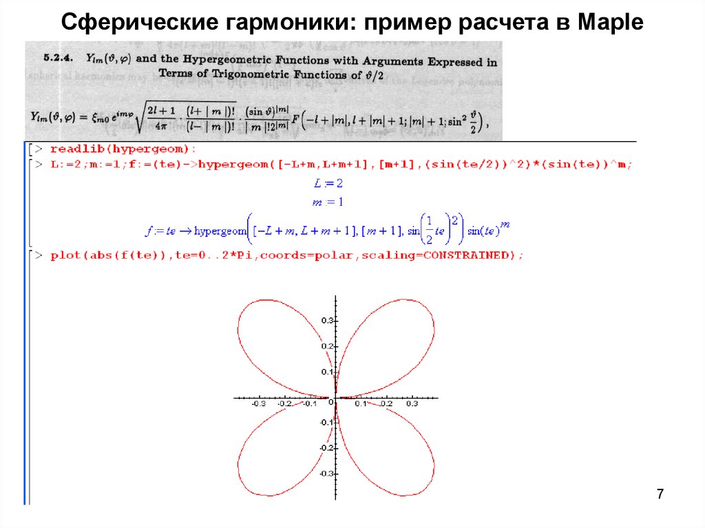 Сферические гармоники: пример расчета в Maple