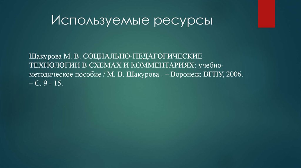 Используемые ресурсы