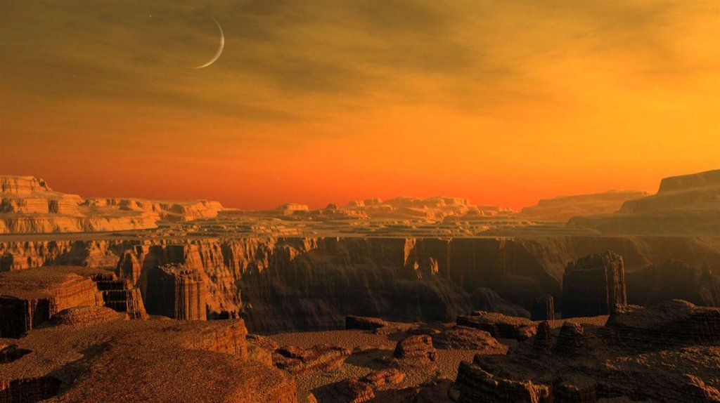 Ледниковые периоды на Марсе Климат на Марсе холодный и сухой. Вся планета скована вечной мерзлотой. 2 млн. лет назад на Марсе