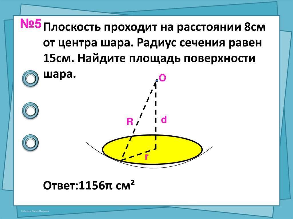 Площадь сечения через радиус