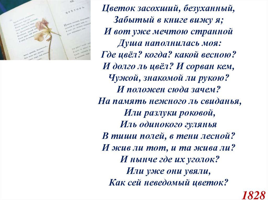 Книга я вижу я живу. Пушкин цветок стихотворение.