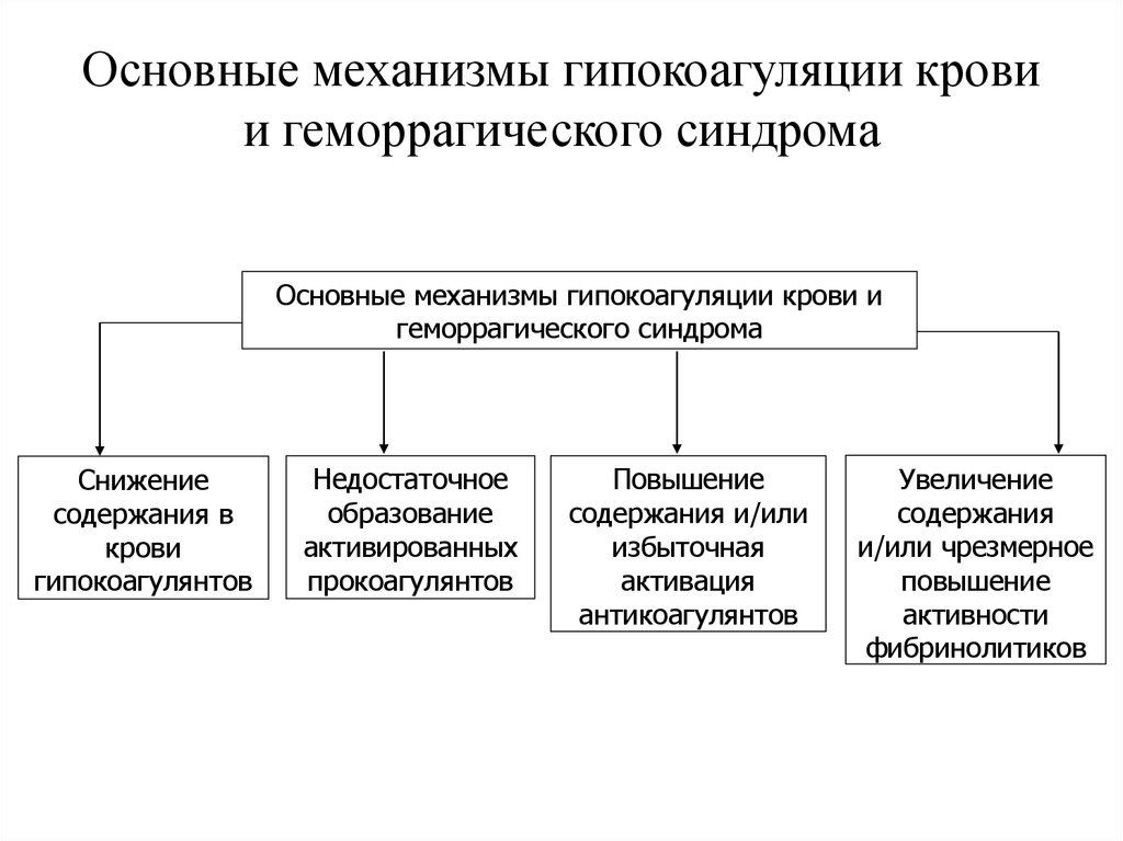 Какие основные механизмы. Основные геморрагические заболевания и синдромы. Механизм геморрагического синдрома. Основные механизмы. Гипокоагуляция механизм.