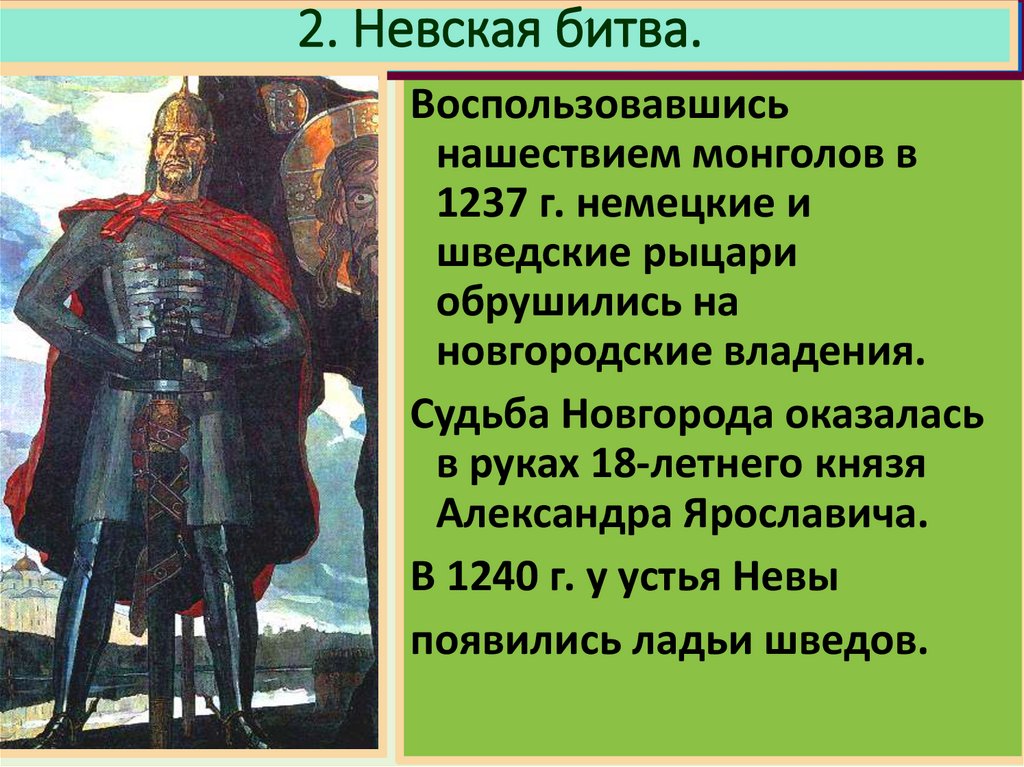 Победа над шведскими захватчиками презентация 4 класс 21 век