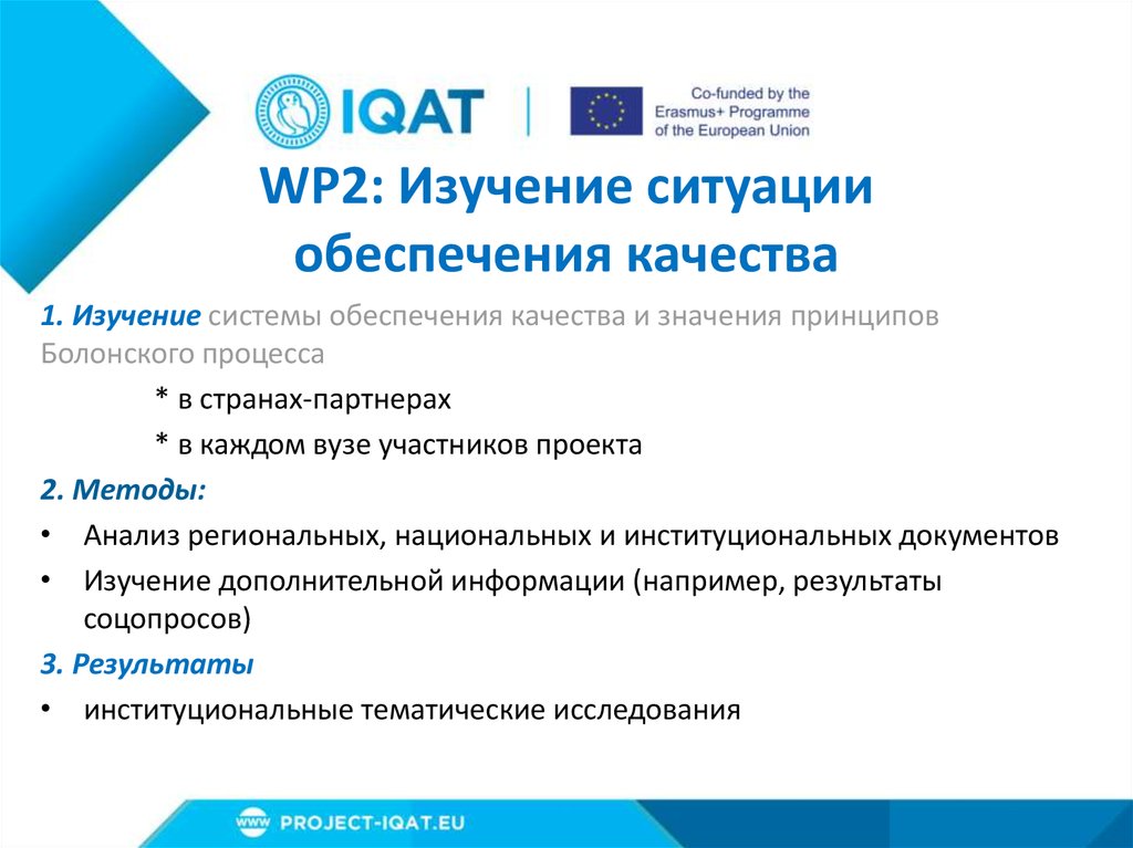 WP2: Изучение ситуации обеспечения качества