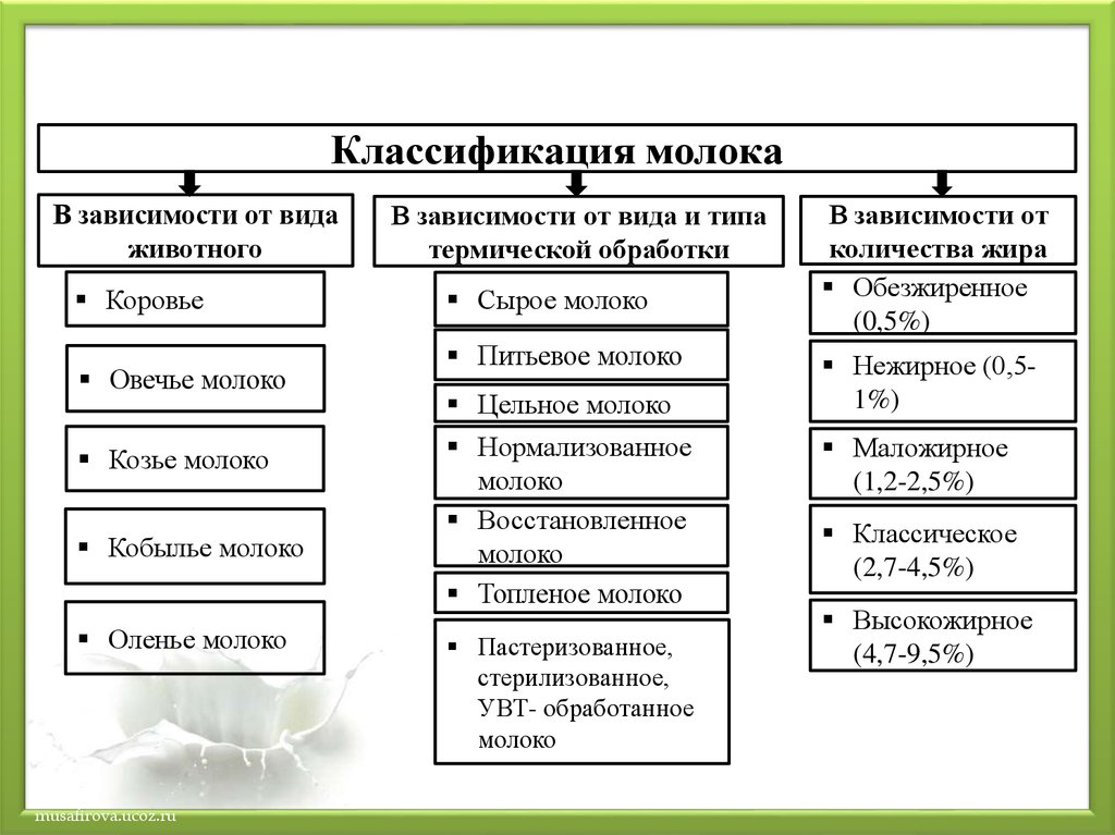 Классифицируется в зависимости от. Классификация и ассортимент молока. Молоко классификация. Классификация молока схема. Классификация молока таблица.