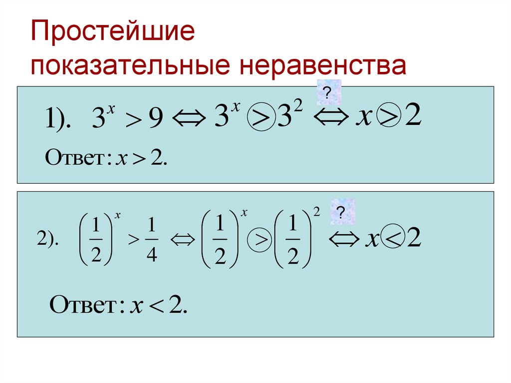 Показательные неравенства презентация 10 класс