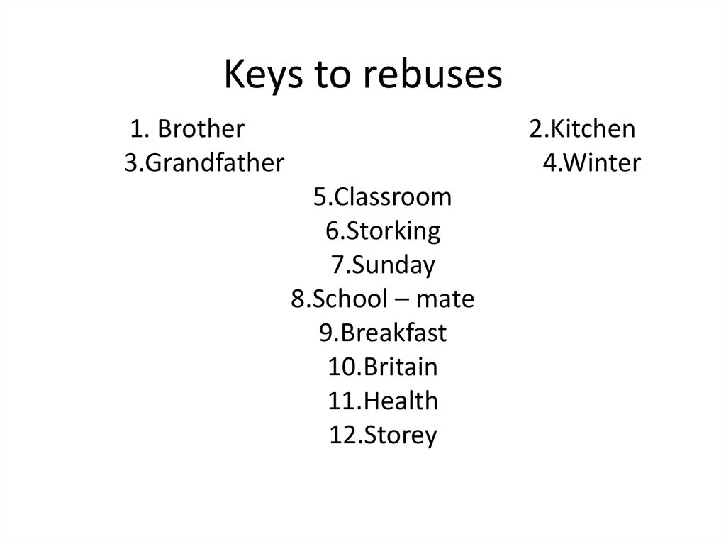 Keys to rebuses