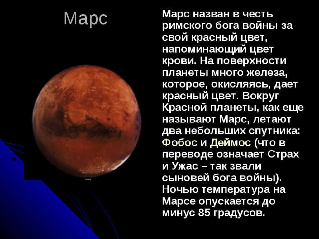 Марс относится к планетам группы. Планета Марс названа в честь Бога войны. Марс Планета презентация. Планеты с названиями и описанием. Марс текст.