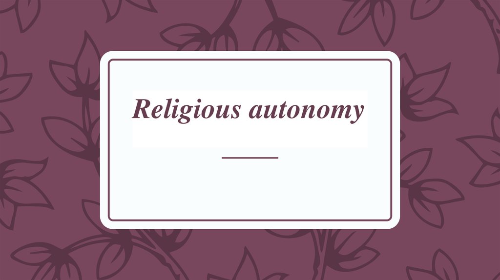 Religious autonomy