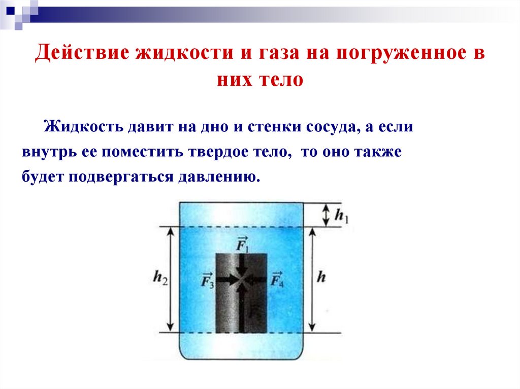 Действие жидкости и газа на погруженное в них тело 7 класс конспект и презентация