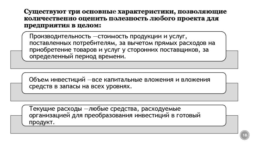 Признаки полезности проекта для организации