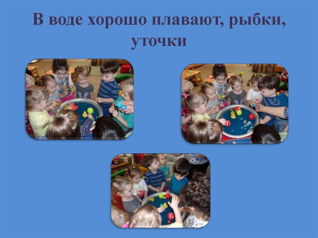 В воде хорошо плавают, рыбки, уточки