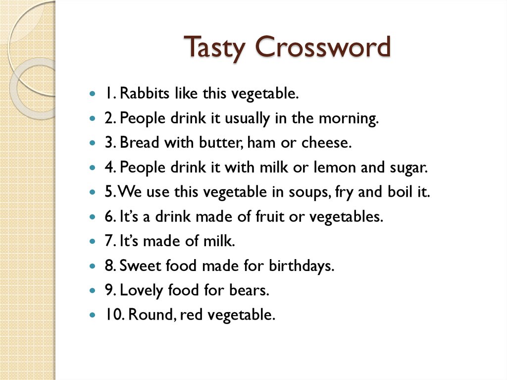Tasty Crossword