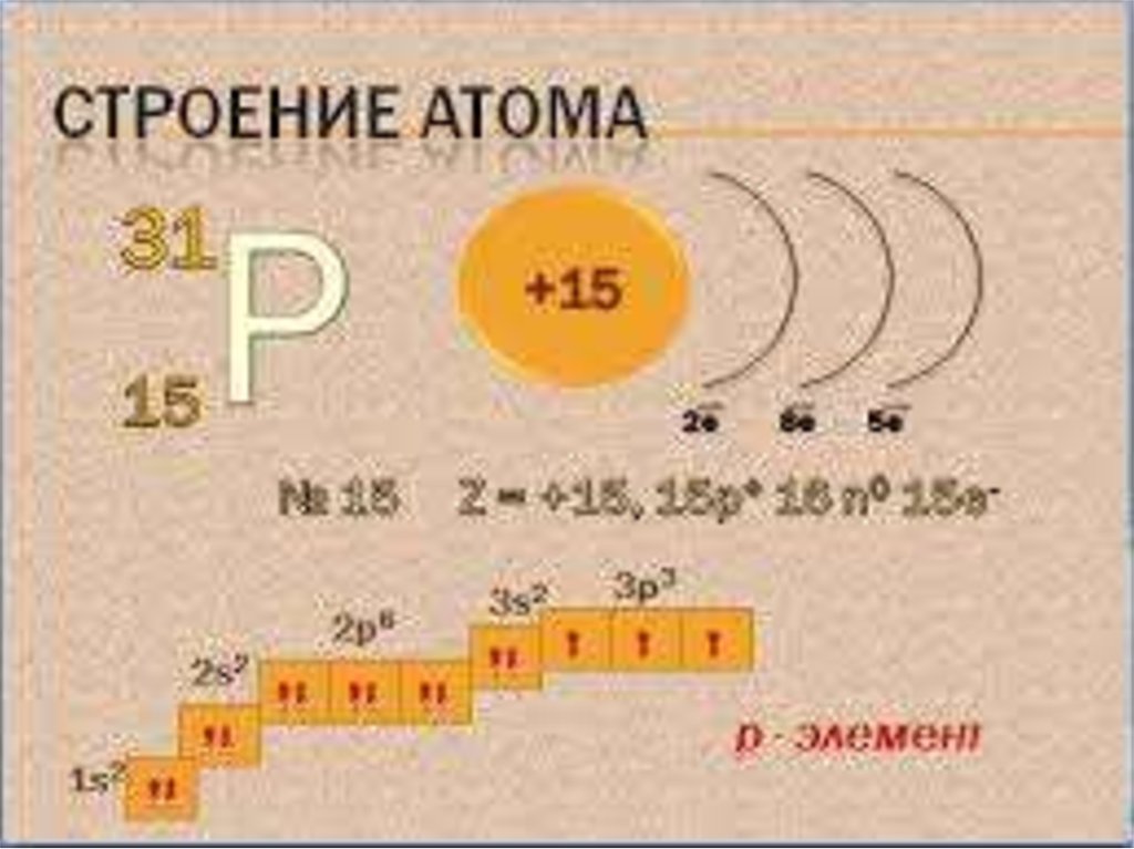 Строение атома элемента фосфор