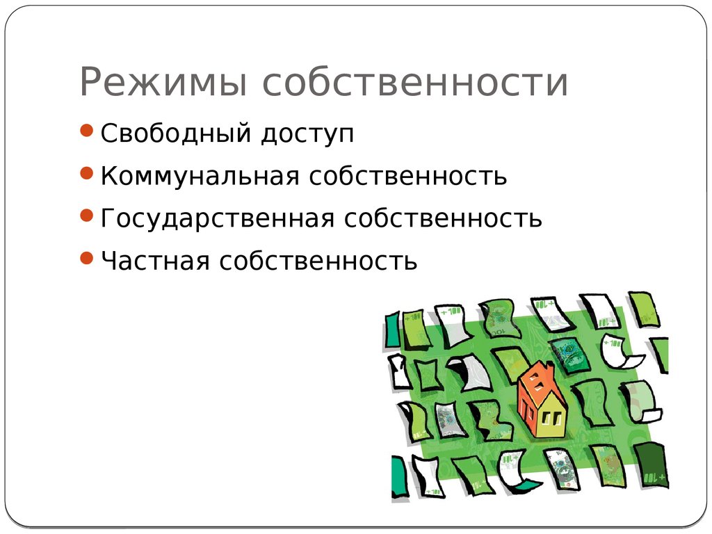 Режим частной собственности. Режимы собственности. Режим собственности свободного доступа. Режимы прав собственности.