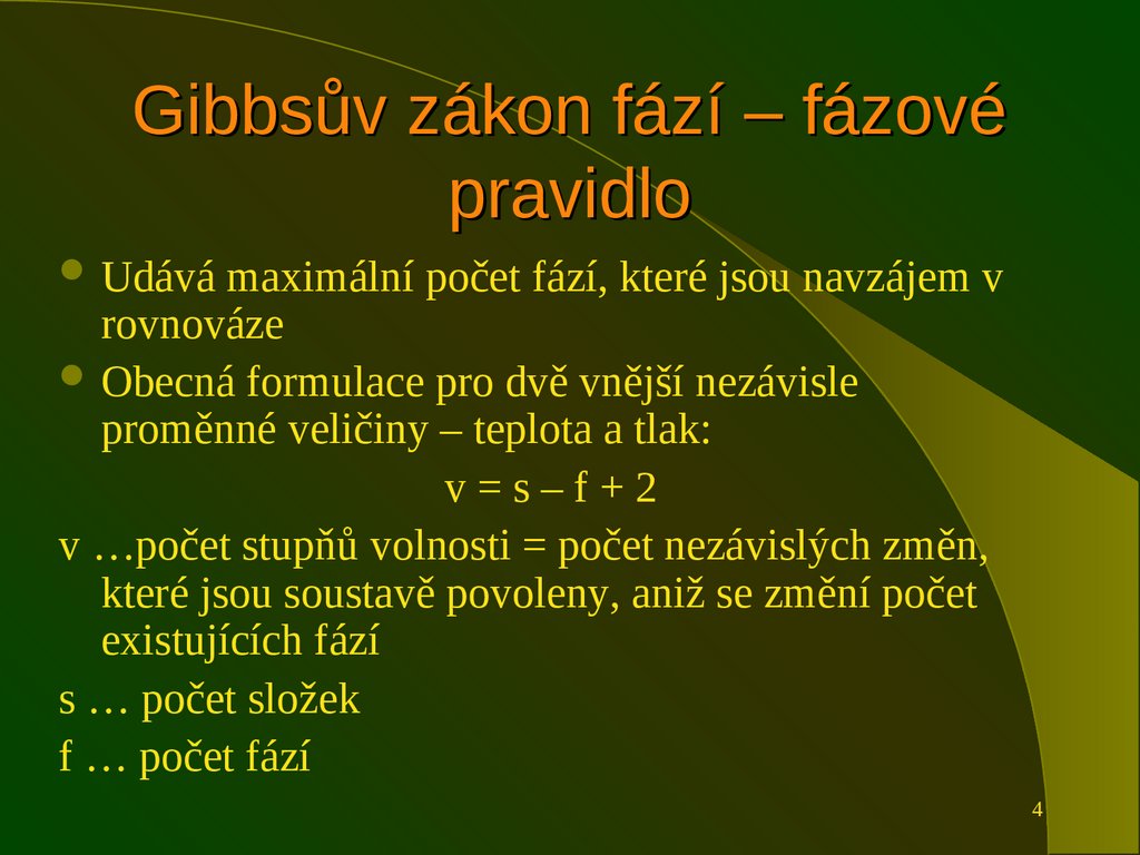 Gibbsův zákon fází – fázové pravidlo