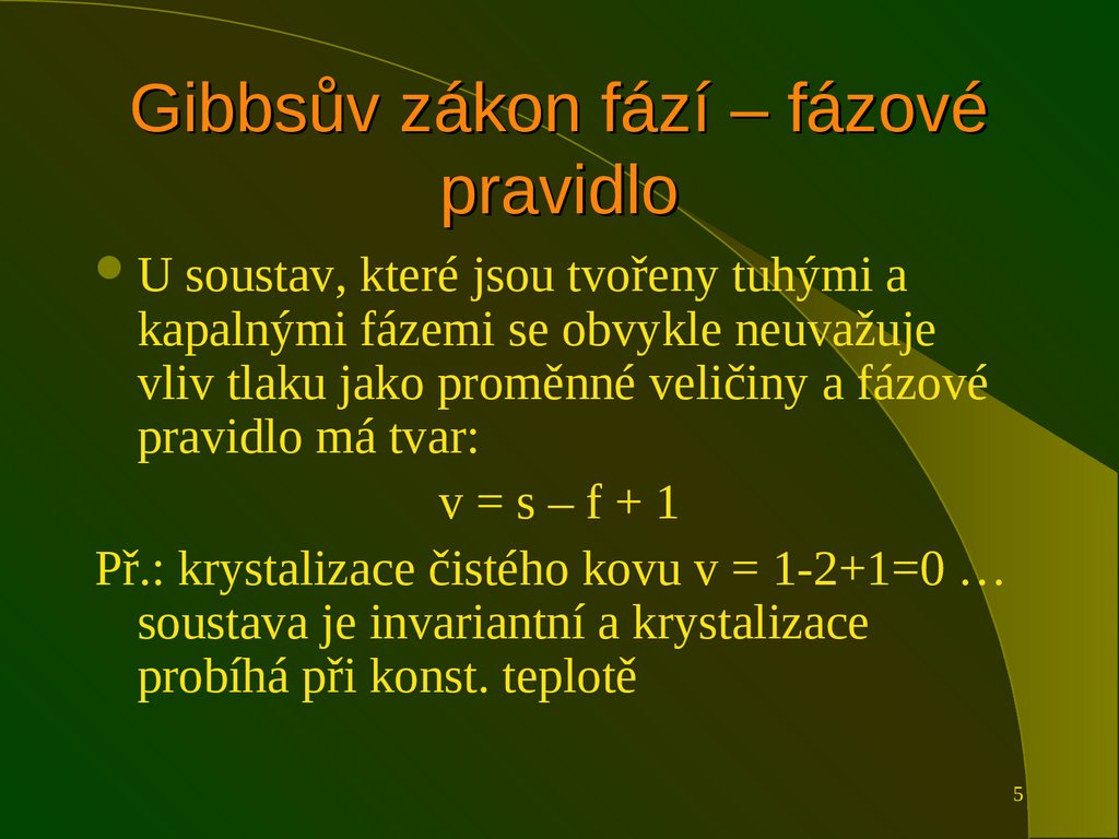 Gibbsův zákon fází – fázové pravidlo