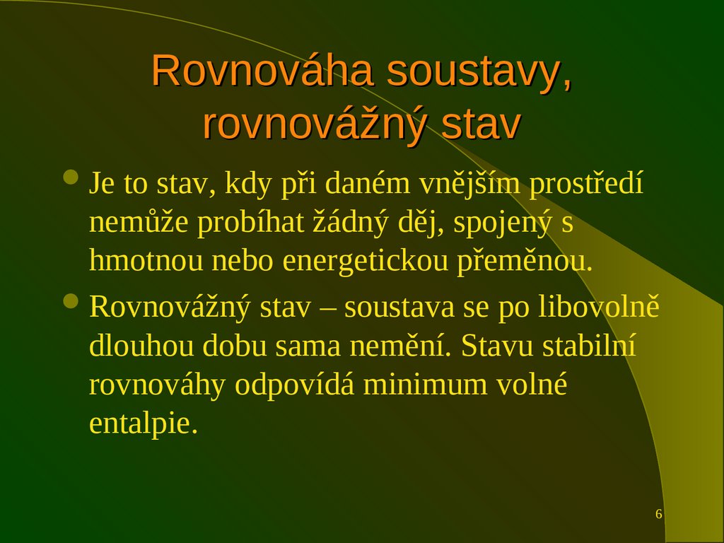Rovnováha soustavy, rovnovážný stav