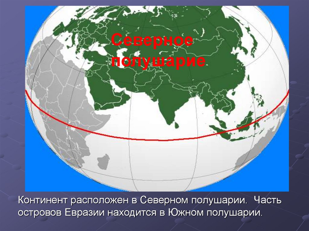 Большая часть материка расположена в северном полушарии. Евразия в Южном полушарии. Физико географическое положение Евразии. ФГП Евразии. Южная Евразия.