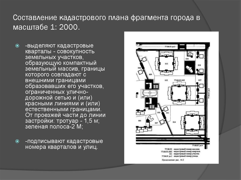 Составление кадастрового плана фрагмента города в масштабе 1: 2000.