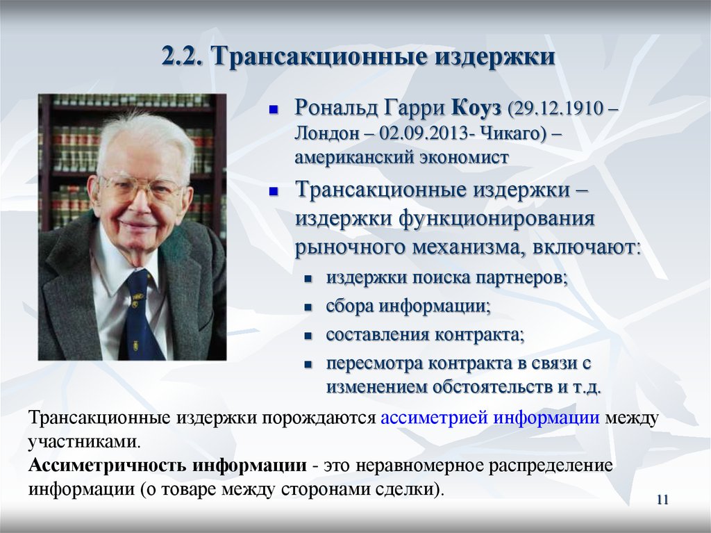 Понятие трансакционных издержек презентация