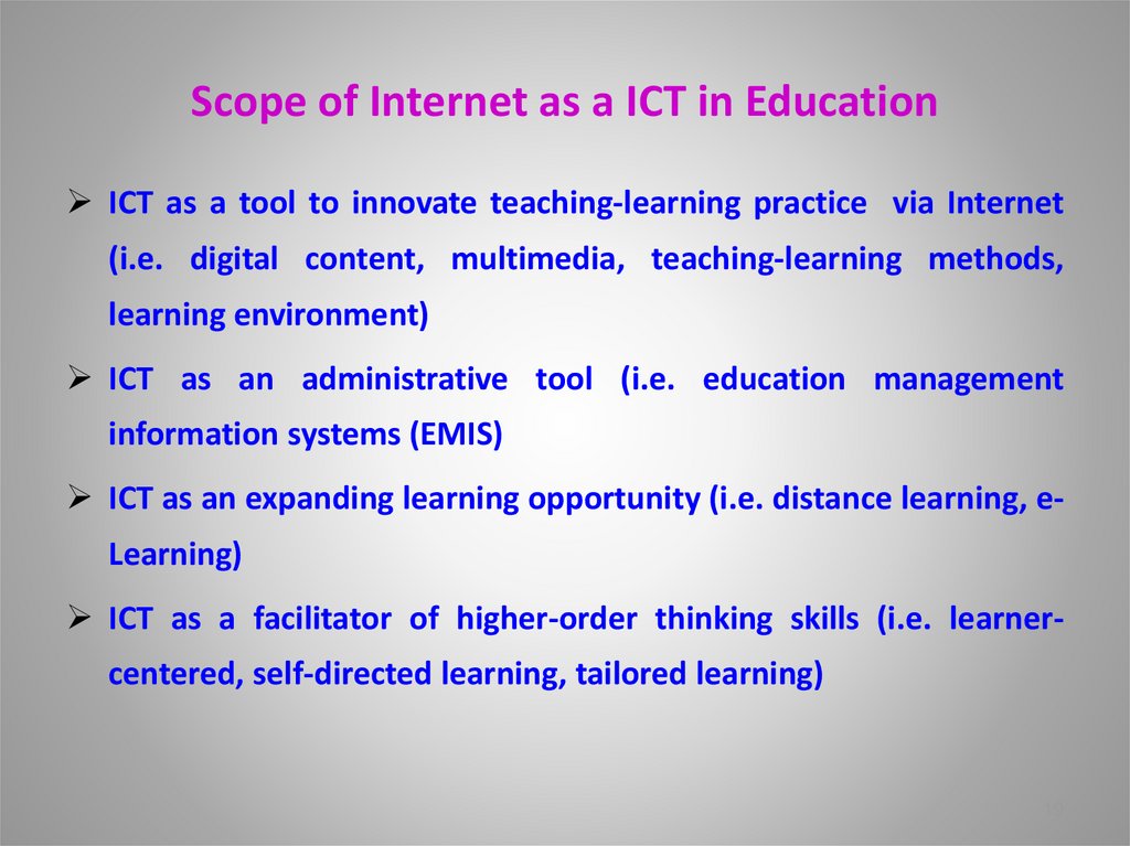 Scope of Internet as a ICT in Education