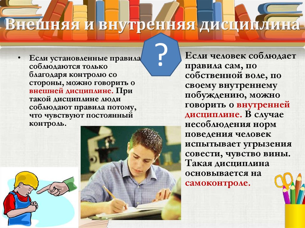 Дисциплина что это. Внешняя и внутренняя дисциплина 7 класс Обществознание. Внутренняя дисциплина и внешняя дисциплина. Внешняя и внутренняя дисциплина таблица. Презентация внутренняя дисциплина.