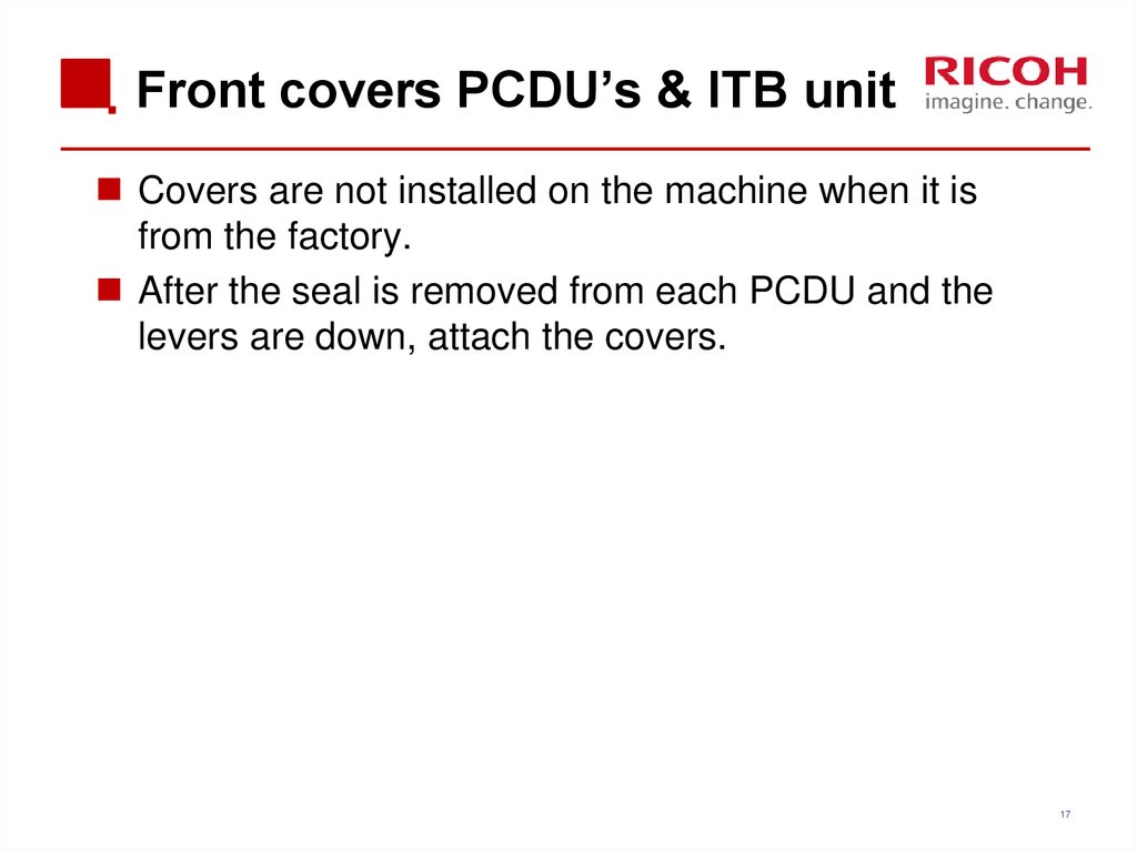 Front covers PCDU’s & ITB unit