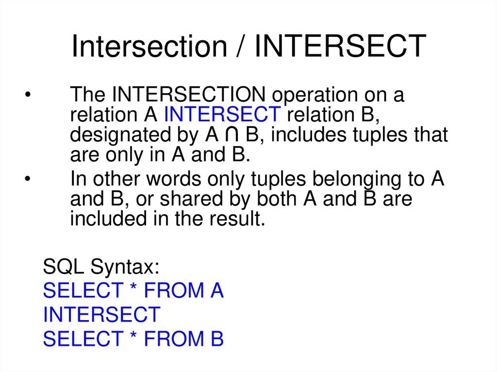 Intersection / INTERSECT