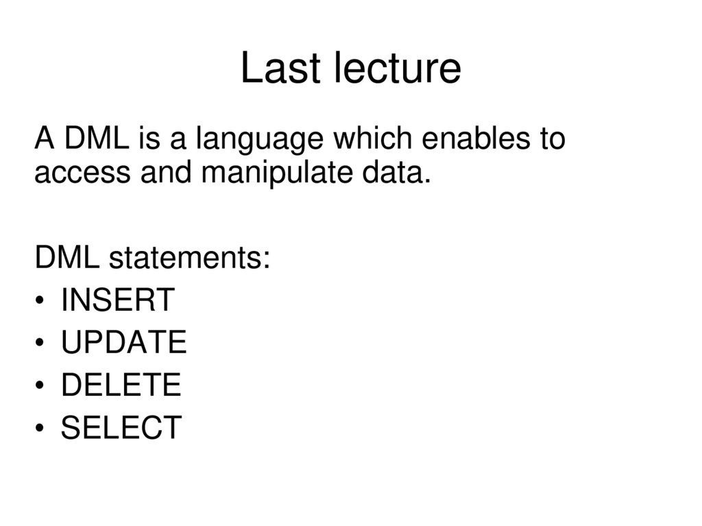 Last lecture