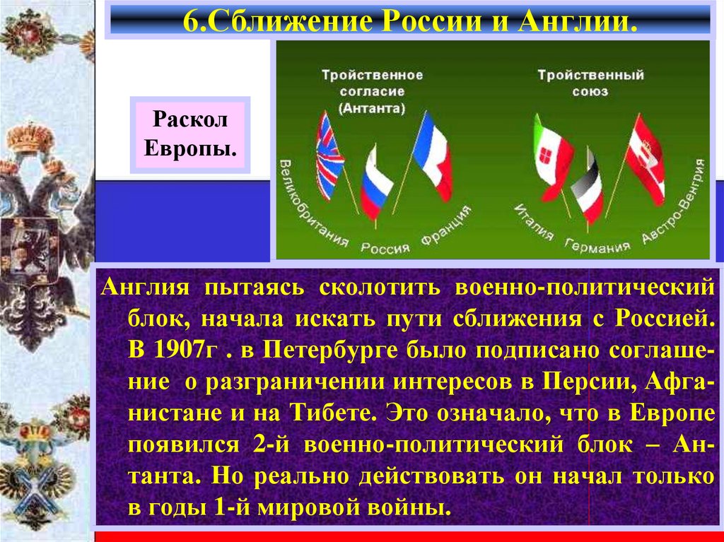 Военный блок 1907 году примкнула россия