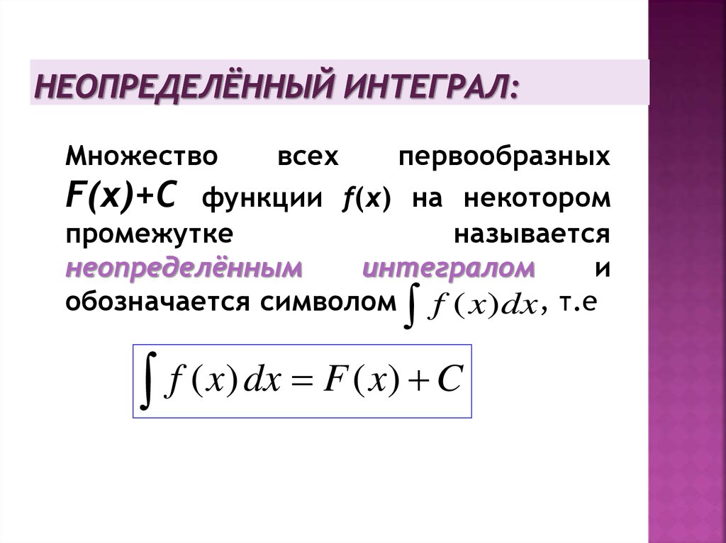 Презентация первообразная и неопределенный интеграл