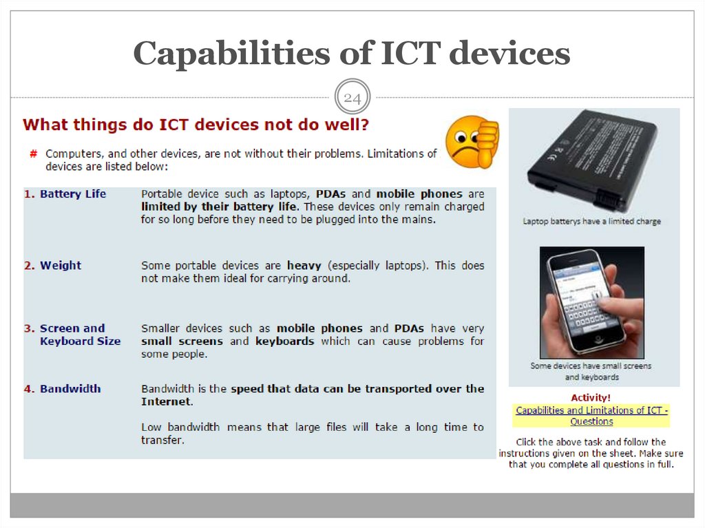 Capabilities of ICT devices